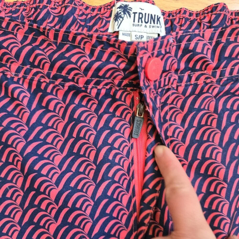 Trunks Surf & Swim | pink geometric print athletic swim trunk shorts | MENS S